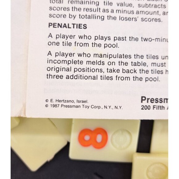 Vintage Rummikub Game Tiles Complete Set 1987 Pressman Cream Crafts Replacements - Picture 5 of 5